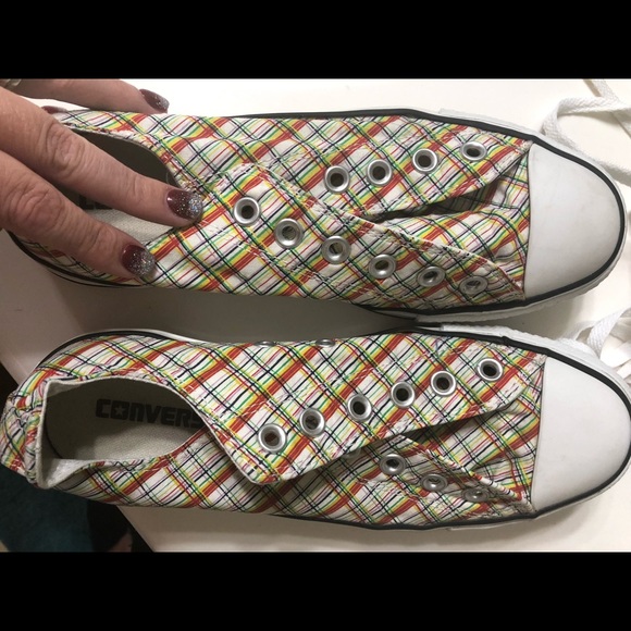 Converse Shoes - Converse Rainbow Plaid All Stars - Size 8